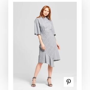Who What Wear Gray Sheath Dress Mock Neck 3/4 Raglan Sleeves